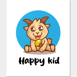 Happy kid funny goat (on light colors) Posters and Art